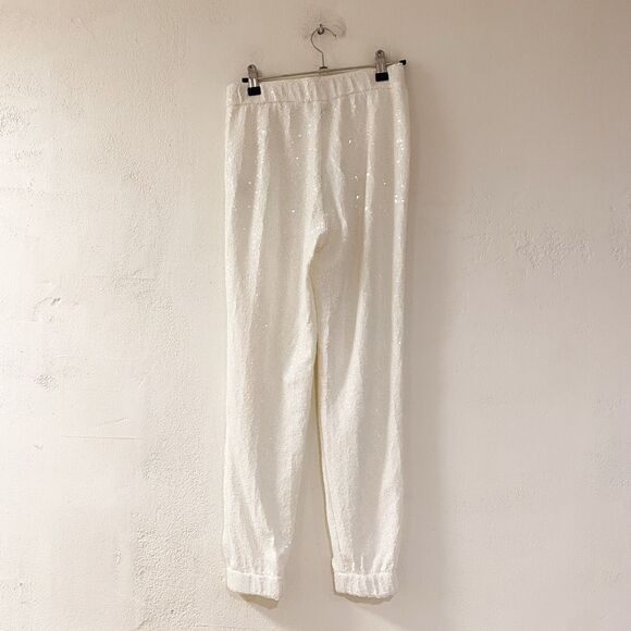 NEW Bebe Sequin Joggers in White Extra Small - Picture 2 of 7